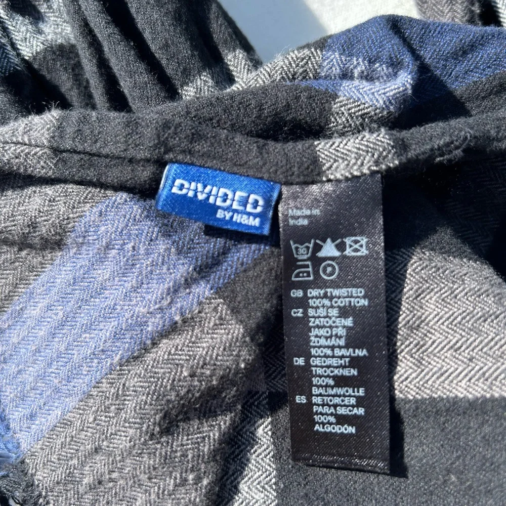 Divided by H&M Unisex Scarf Blue Grey 100% Cotton Fringe Wrap****